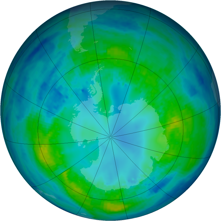Antarctic ozone map for 29 April 2004